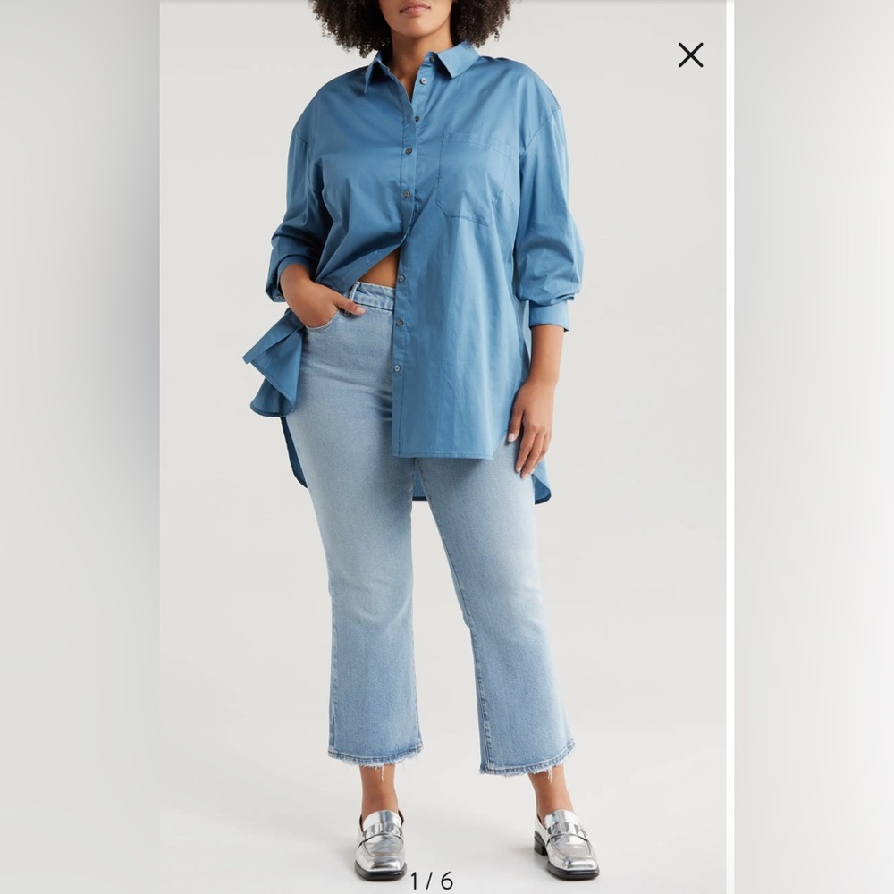 NWT Harshman Vivant Tunic, Blue, Retail $198.00 Size 1XL 100% Cotton